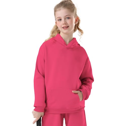 Image of Kids Athletic Pullover Hoodie Sweatshirt with Pocket Tops,2-12Years | Boys and Girls Fleece Hooded Christmas Halloween Teen Girls Athletic Hoodie Solid Color Lightweight Classic Kids Clothes