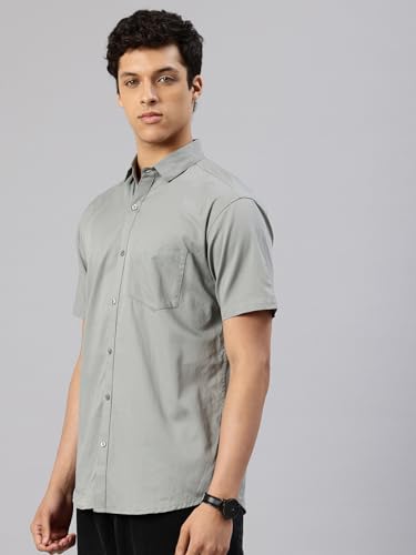 Image of Majestic Man Slim Fit Pure Cotton Half Sleeve Solid Casual Shirt