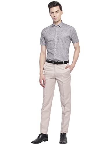 Image of GHPC Cotton Linen Plain Solid Half Sleeves Regular Fit Formal Shirt for Men