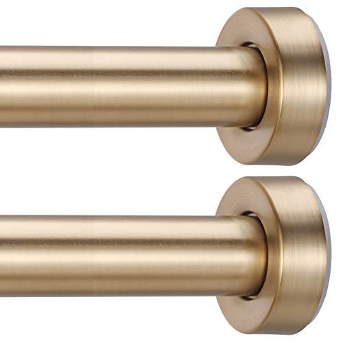 Ynl 2 Pack Tension Rods 24 To 36 Inches, Stainless Steel No Drilling Spring Curtain Rod, Non-Slip Adjustable Rod For Closet, Kitchen, Cupboard, Warm Gold #TOP8