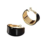 Aretes gruesos en forma de C de 3,3 cm, cobre chapado en oro y acrílico para mujer, joyería minimalista y ligera para uso diario, Medio, Metal Acrílico, Sin piedra preciosa
