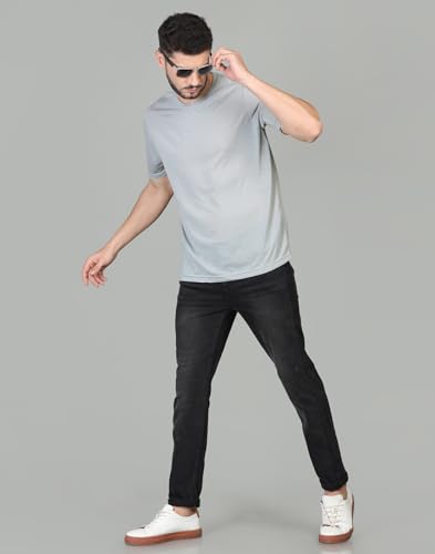 Image of INKKR Men's Solid Regular Fit T-Shirt Blue Red L-Grey