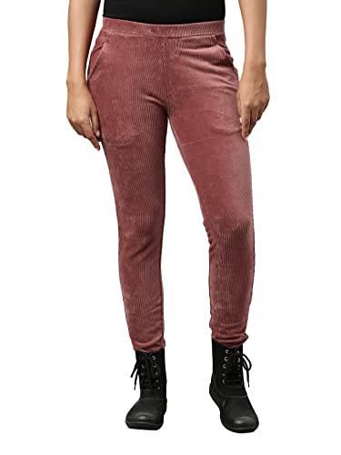 Image of GO COLORS Solid Corduroy Treggings for Women | Warmtech, Mid Rise, Side Pocket