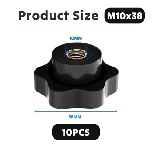 Flewdart 10pcs sterngriffmutter M10 X 38, sternschraube sternmutter rändelmutter M10 für Sternschraube, sterngriff für Möbel Mechanische Geräte Elektronische Geräte