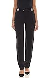 Maschinenwäsche bei 30°C Laura Scott Hose modische Damen Bundfalten-Hose Anzug-Hose Stoff-Hose mit weitem Bein Schwarz, Größe:38
