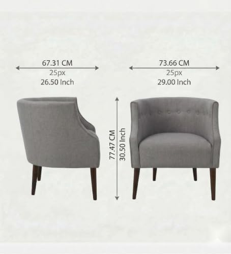 Image of Velum 3 Seater Sofa for Living Room & Office | Premium Fabric Upholstery | Solid Wood Frame | Comfortable Seating | 3 Years Warranty (Light Grey, Chair)