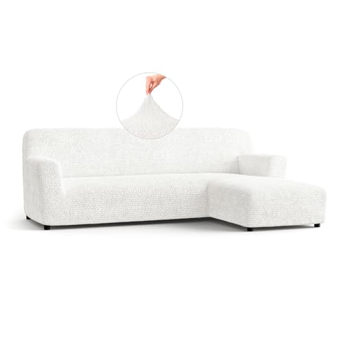 PAULATO - Housse de canapé avec méridienne à Droite (Vue de Face) Microfibre Unie, Tissu Anti-Rayures Lavable en Machine, Technologie WavyTech et...