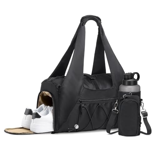 SUIKIHUM Small Gym Bag for Women with Shoe Compartment 35L, Black