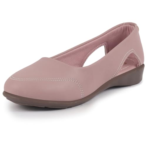 Image of FAUSTO Women Stylish Backless Casual Ballets | Low Heel Cut-Out Slip-On Ballerinas | Comfortable Walking Flats Sandals | Memory Cusion Insole