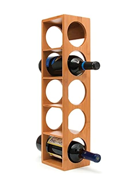 Lipper International 8305 Bamboo Wood Stackable 5-Bottle Wine Rack, 20-3/4 x 5-3/8 x 4-3/4
