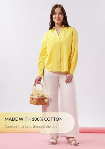 Image of FYLTR Women's Oversized Solid Shirt - 100% Cotton | Full Sleeve | Oversized Fit | Shirts for Women