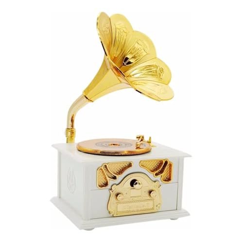 Image of AUGEN Exclusive Music Box Musical 360 rotatable Carousel Children's Wooden Men and Women Birthday Creative Christmas Valentine's Day Gift Home Decoration (Gramophone D)