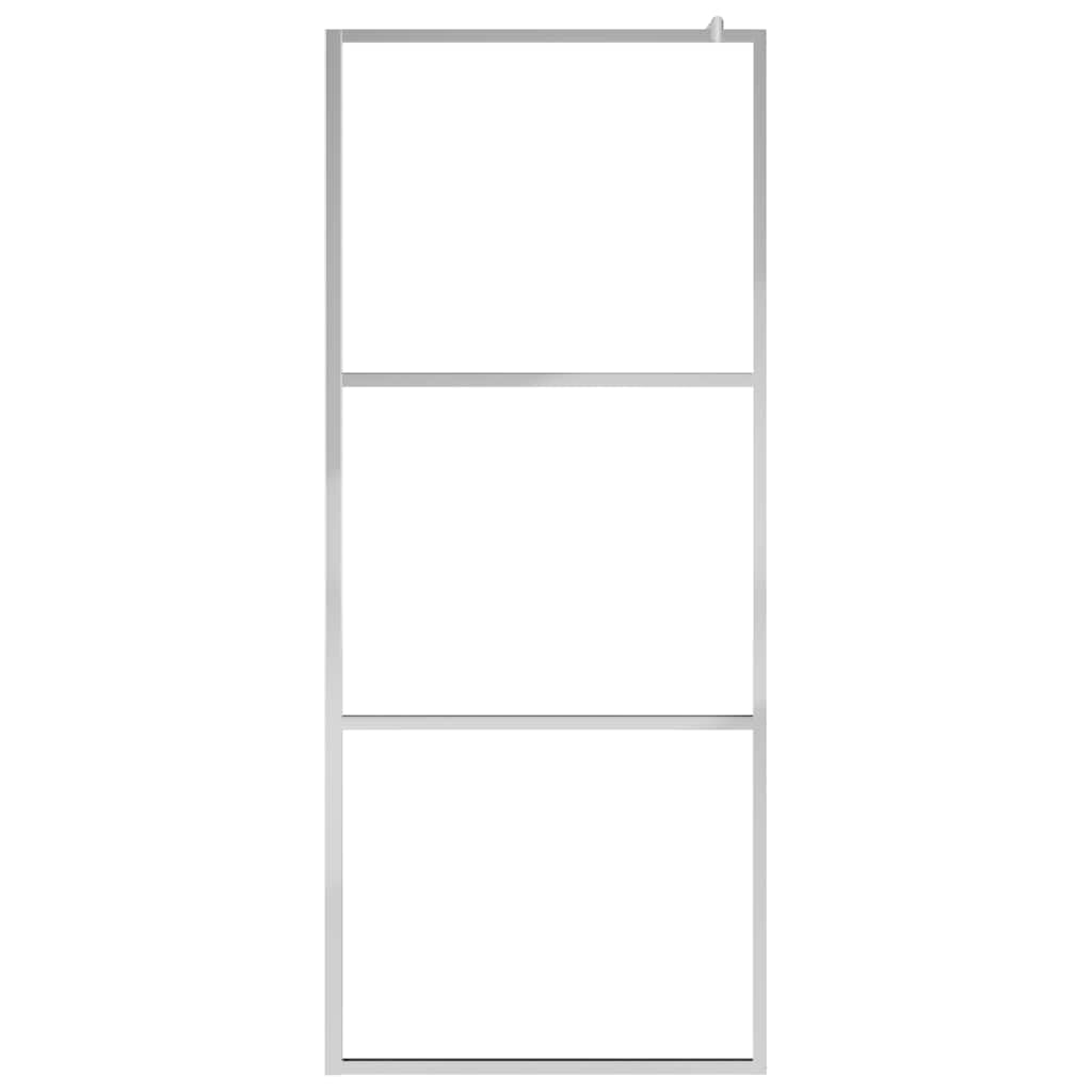 Mampara de ducha de cristal templado transparente, 90 x 195 cm, protección contra salpicaduras de 5 mm con marco de aluminio, perfil ajustable y barra de apoyo, 3 piezas de cristal