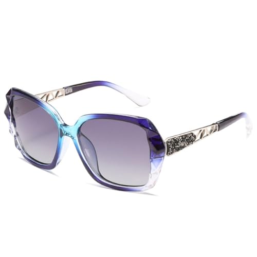 Lunettes de soleil carrées surdimensionnées MUTYNE pour femme au design vintage à bord diamant