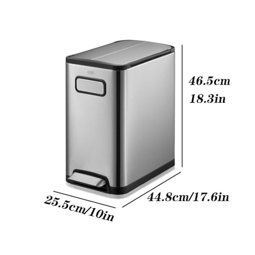 Caneca de basura de acero inoxidable 20L con pedal y tapa doble miniatura 2