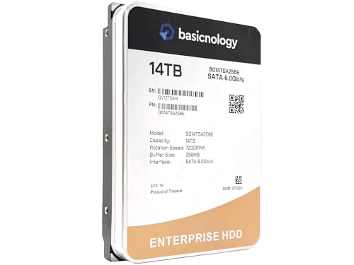 Basicnology Enterprise HDD 14TB 7200RPM SATA 6Gb/s 128MB Cache 3.5inch Datacenter Hard Drive (BG14TSA256E) - 3 Years Warranty (Renewed)