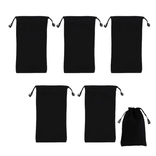 5 x Velours Avec Cordon Pochettes De Serrage,Velvet Drawstring Pouches, Black Jewellery Pouch, Pochette Velours Nere 10 X 20 Cm per Pochette Bijoux, Dolci, Mini Sachet Cadeau, Bomboniere
