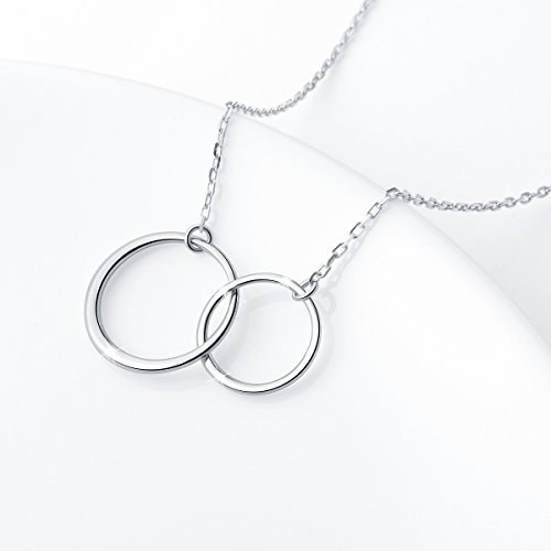 Ladytree S925 Sterling Silver Two Interlocking Infinity Circles Pendant Necklace,Rolo Chain,18+2 inches4