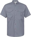 Alimens & Gentle Short Sleeve Fishing Shirt Wicking Fabric Sun Protection Casual Button Down Shirts Grey