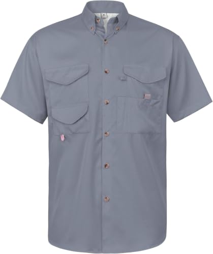 Image of Alimens & Gentle Short Sleeve Fishing Shirt Wicking Fabric Sun Protection Casual Button Down Shirts