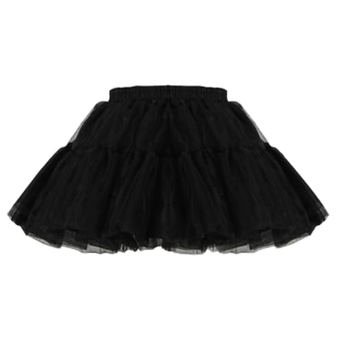 baotongle Womens Petticoat 50s 4 Levels Hoopless Short Length Tulle Crinoline Underskirts (US Alpha Small Regular Black)