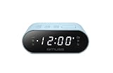 Muse M-10 LA Radio Reloj Azul Claro. Radio FM/PLL con 20 presintonias para emisoras de FM. Despertador por Radio. Reloj 24 Horas con LED Blanco de Gran tamaño e Intensidad Ajustable.