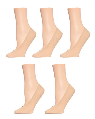 MeMoi Women's 5 Pair Pack Fine Edge Nylon No Show Liner Socks
