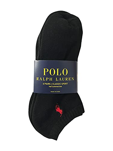 POLO RALPH LAUREN Men's Socks Polyester/Spandex Blend ZP113868PK6N 6 Pairs Black (6-12)2