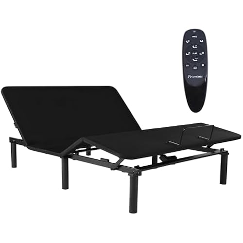 Fromann Queen Adjustable Bed Frame Base, Head & Foot Incline, USB Ports, Zero Gravity, Nightlight, 3-Heights Adjustable Legs, No Tools Assembly