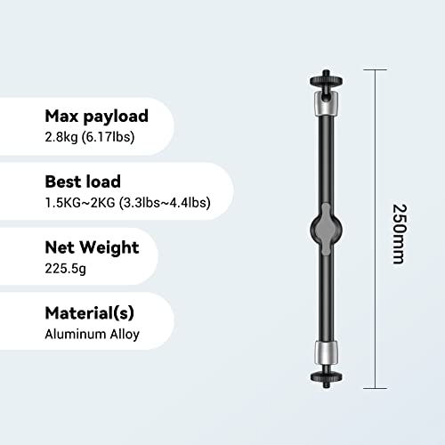 SmallRig Braço mágico articulado ajustável de 9,8 polegadas com parafuso de rosca de 6,3 mm para mon