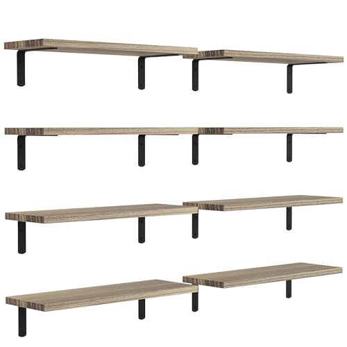 DOLLFIO Floating Shelves, 8 Sets Wall Shelves, Wood Floating Shelves