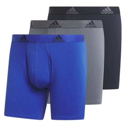 adidas Men's Performance Stretch Cotton Boxer Briefs 3-Pack, Soft Underwear, Superior Comfort