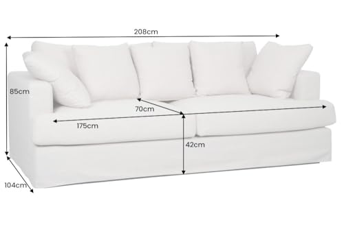 Riess Ambiente 3-Sitzer Sofa Heaven - 210cm - Natur - Leinenstoff Gänsefeder-Kissen Federkern Abnehmbarer Bezug Rundum-Bezug inklusive Kissen XXL-Couch
