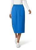 MediChic Women's Cargo 5-Pocket Scrub Skirt – 34' Length, Knit Waist, Flex Fabric, Royal M