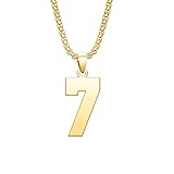 NanMuc Athletes Sports Number 7 Necklace for Mens 18K Gold Plated Initial Stainless Steel Necklace Pendant Personalized Jewelry 3mm Chain