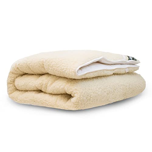 Terschellinger Lammflor Wollunterbett - 100% IWS-Schurwollauflage - 2-in-1 ganzjährige Matratzenauflage mit weicher Wolle und kühlender Baumwolle -...