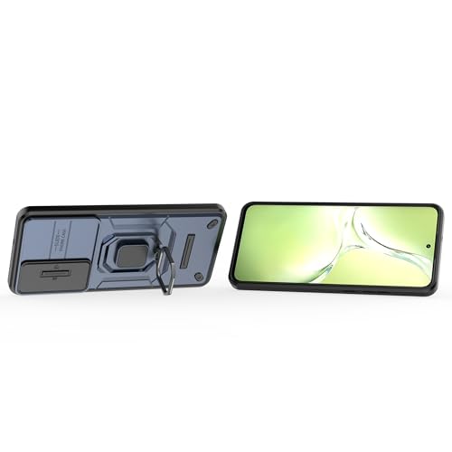 Image of Thermoplastic Polyurethane Camshield Pro Case With Slide Camera Protection And Ring Stand Bumper Back Case Cover For Oppo K12X 5G (Blue)