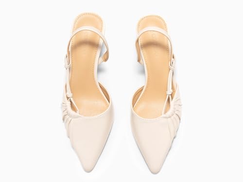 Image of Coutgo Womens Slingback Kitten Heels Closed Pointed Toe Pumps D'Orsay Wedding Party Dress Shoes