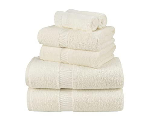 La Maison 100% Egyptian Cotton 600GSM Superior Towel Bale Set Hand Towel Bath Towel 6 Piece Super Soft Everyday Use (Cream)