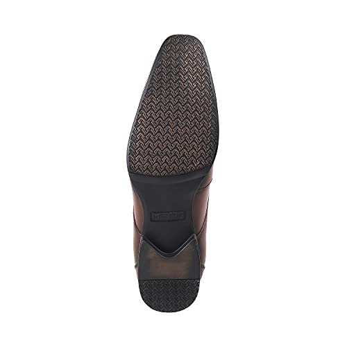 Image of Metro Men's Leather Texture Panel Stylish Lace-up Formal Shoes