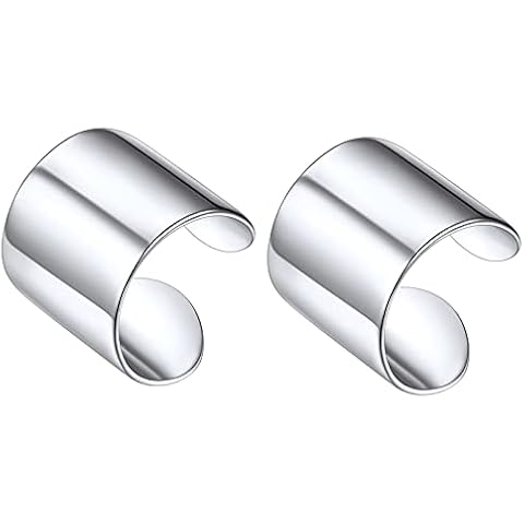 ChicSilver Ear Cuff Earrings for Women S925 Sterling Silver Ear Cuff Non Piercing Cartilage Clip on Wrap White Gold Plated Simple Minimalist Earrings Clips Jewelry Cover