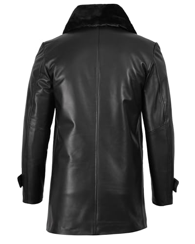 Image of fjackets Shearling Leather Coat Men - Real Lambskin Leather Jackets Mens Sherpa Lined Winter Casual Fur Coats Outerwear