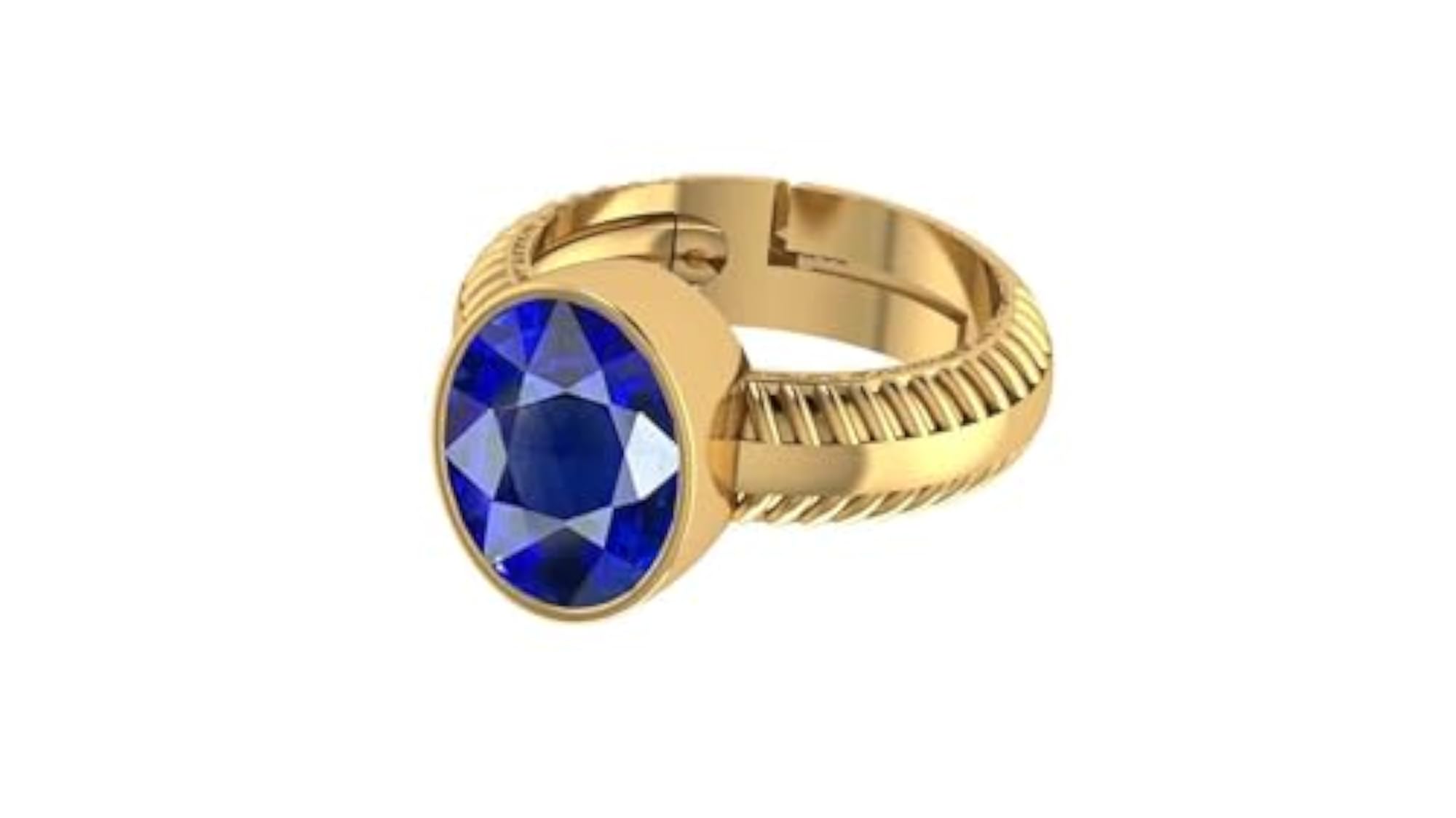 Certified Unheated Natural Blue Sapphire Gold Plated Ring