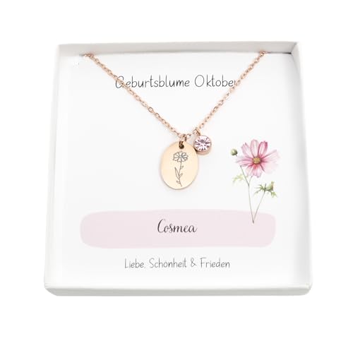 Generisch Personalisierte Halskette Geburtsblume Damen Mädchen