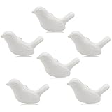 Tecrio 6pcs-Pack Vintage Ceramic Drawer Knobs and Pulls, Birds Art Decor Cupboard Dresser Cabinet Knobs and Handles for Kids-Room Bathroom Kitchen-Room Door Closet w/Screws White
