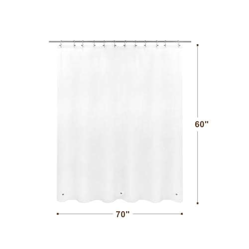 Image of Barossa Design 70x60 Short Frosted Shower Curtain Liner with 3 Magnets - Waterproof Short PEVA Plastic Shower Liner for Bathroom, PVC Free, Metal Grommets - Frost, 70x60
