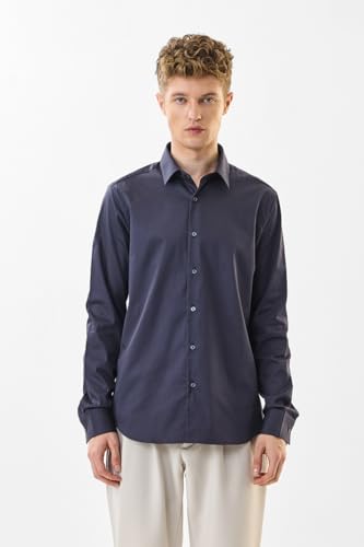 Image of SNITCH Men Formal Shirt | Slim Fit Full Sleeve Classic Collar Solid Pattern | Premium Cotton Blend & Breathable Fabric for Office
