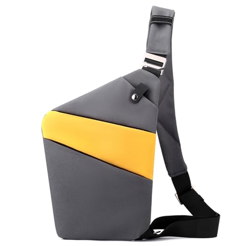 Image of Anti Theft Crossbody Bags for Women, Shoulder Bag Anti-theft Design for Travel, Sport (Gray Yellow - Right Shoulder)