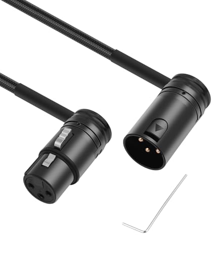 Image of Kinweistex Right Angle XLR Adapter Cable,Adjustable 90 Degree XLR Male to 90 Degree XLR Female Microphone Cable,Rotatable Mic Cord for Mixer Microphone