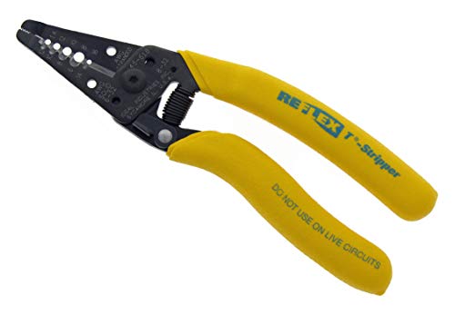 Image of IDEAL Electrical 45-618 Reflex Super T-Stripper - 8-116 AWG, Yellow, Wire Stripper, Plier Nose, Slide Lock, Textured Grips (Pack of 2)